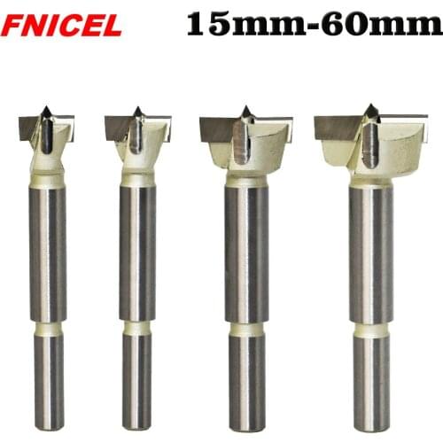 15mm-60mm Forstner Tips Woodworking Tools Hole Saw Cutter Hinge Boring Drill Bits Round Shank Tungsten Carbide Cutter