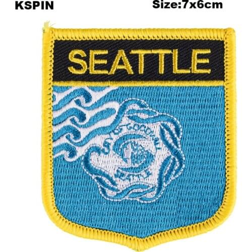 Seattle Shiled Shape Flag patches embroidered flag patches national flag patches for Cothing DIY Decoration