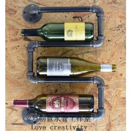 Top-Sale 2pcs/lot Wall Mounted 3 Bottle Holder Racks Wine Glass Stand Home Bar Decor Beer Bottles Shelf home decor