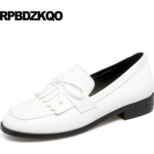 Cheap Shoes China Patent Leather Red Wine Women Black Fringe Bow Japanese School Round Toe Loafers White Tassel Chinese European