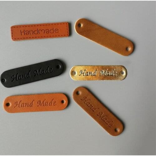 New 100 Pcs/Set 6 Design Handmade Patchwork Labels PU Tags DIY Sewing label cloth Garment Labels For Sewing Accessories