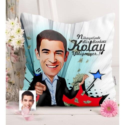 Personalized Mr Banker Caricature Of Satin pillow-2