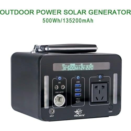 Portable Power Station 500Wh Lithium Battery Solar Generator Emergency Backup UPS Power Supply 110V 220V AC Outlet Sine wave