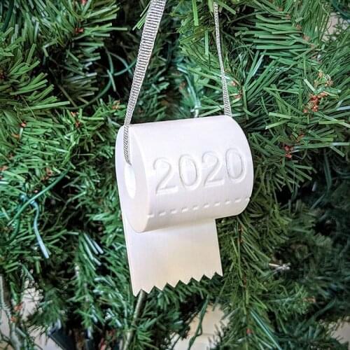 2020 Christmas Toilet Paper Crisis Ornament DIY Plastic Toilet Paper Quarantin Christmas Tree Decor Ornaments Christmas Gift