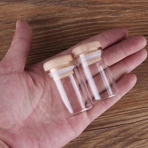 5pcs 20ml Glass Bottles Glass Jars with Solid Wood Caps Spice Jars Glass Vials Glass Tubes Wishing bottles Size: 30*50mm