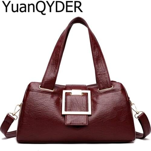 Famous Brand Women Tote Bag Big Belt Buckle Crossbody Bags for Ladies High Quality Leather Female Handbag Fashion Shoulder Bags