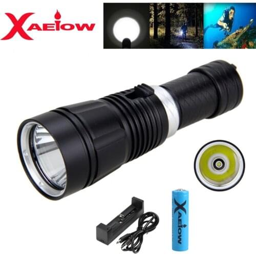 Super Bright Scuba Diving Flashlight XM-L t6 LED Underwater 100M 1000 LM Waterproof Diving light Torch Aluminum 18650 Flashlight