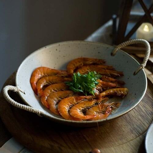 Creative Japanese-style plates Hand-made Stoneware Retro plates Cutlery Hand-woven plates Dinner plates Soup plates Restaurant W