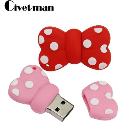 128GB USB Flash Drive Cartoon Cat Bowknot Pen Drive 8GB 16GB 32GB 64GB Flash Memory Stick Pink Bowknots 256GB External Storage