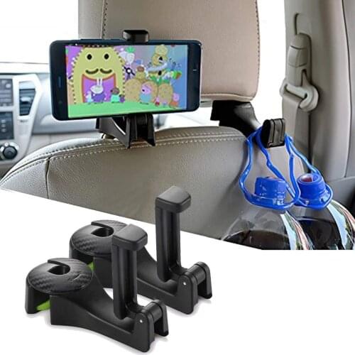Car Headrest Hook Hangers Car Front Back Seat Hooks with Phone Holder Universal Vehicle Car Seat Hanger Holder Hook for Hanging