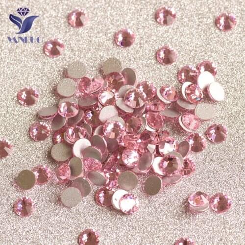 YANRUO 2058NoHF Light Rose Non Hot Fix Rhinestones Flatback Strass Glass Stones Rhinestone Stones For Clothing