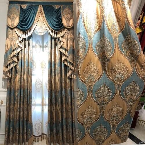 Custom Curtains for Living Room Bedroom European Chenille Hollow Embroidered Curtain Shade Cloth Left and Right Biparting Open