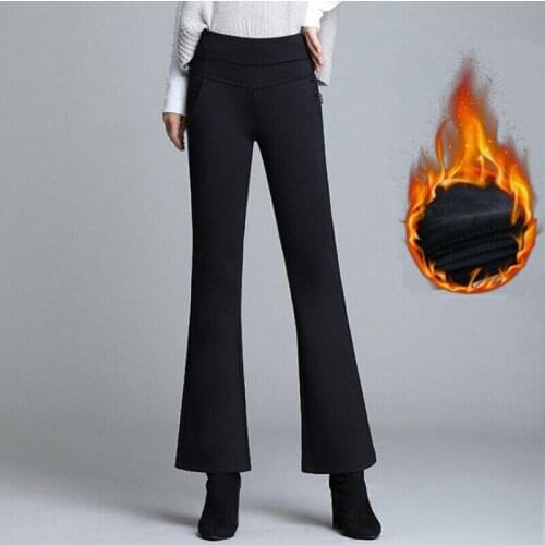 Women Bells Bottom Pants Trouser Stretch Slim High Waist for Autumn Winter Party A66
