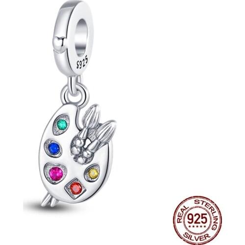 2021 New 925 Sterling Silver Artists palette pendant Original pandora Bracelet&Bangle For Women Birthday Fashion Jewelry