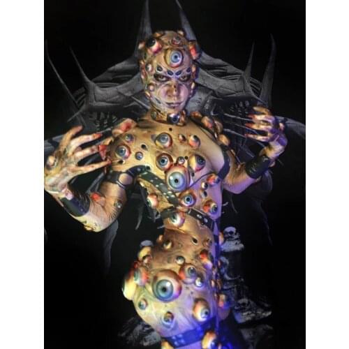 Halloween Printed Eyeball Stretch Jumpsuit Evening Party Bodysuit Nightclub Cosplay Leggings Women Or Mens DJ Singer Jumpsuit