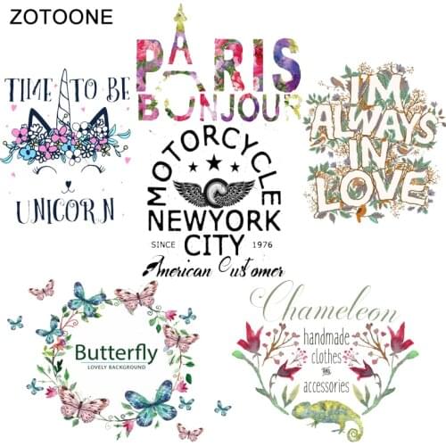 ZOTOONE Fashion Letter DIY T-Shirt Printed Applique Heat Transfer Iron on Patches for Clothing Vinyl Ironing Clothes Stickers A