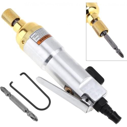 1/4 Inch 8500rpm Pneumatic Straight Shank Screwdriver Tools with Double-headed Screwdriver Bit Small Hook for Home Renovation