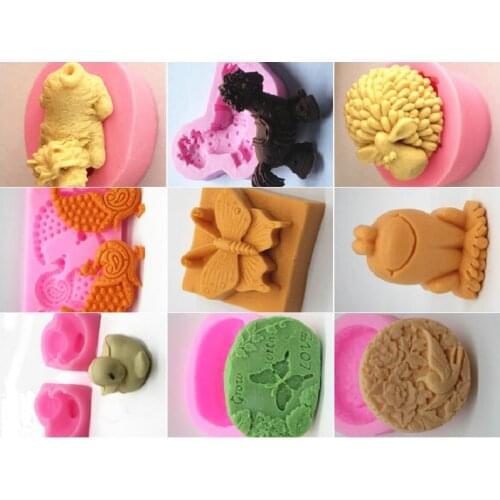 1 pcs silicone soap mould Cake decoration mold cartoon animal series baking tools lace