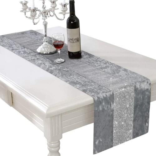 13 x 70 Inch Table Runner, Rectangular Coffee Dining Table Cloth Runners with Diamante Strip for Home Kitchen Party Wedding Deco