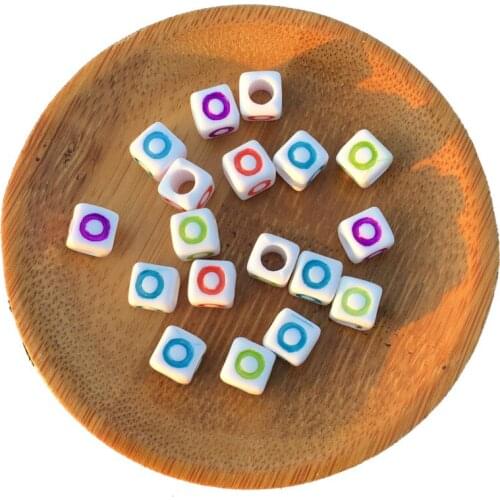 High Quality 1900PCS 7*7MM Big Hole Colorful O Printing Single Alphabet Letters Beads for DIY Initial Name Knit Bracelet Beads