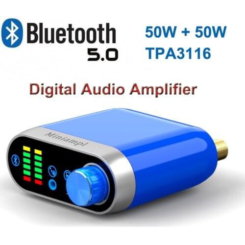 2*50W Bluetooth 5.0 TPA3116 Digital Power Audio Amplifier Class D Stereo HiFi Wireless Amplificador Home Theater AMP