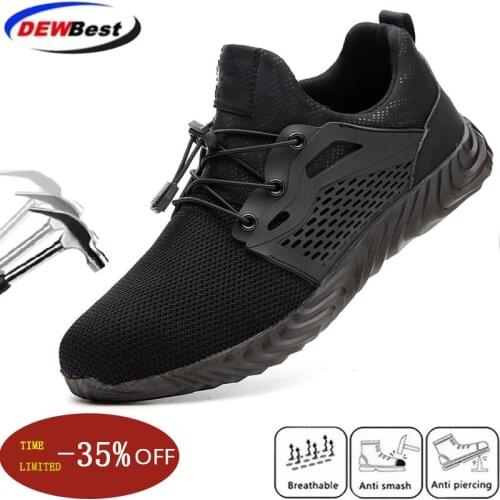 2020 Safety Work Shoes Boots For Men Breathable Steel Toe Work Boots Male Anti-smashing Construction Safety Sneakers Plus Size
