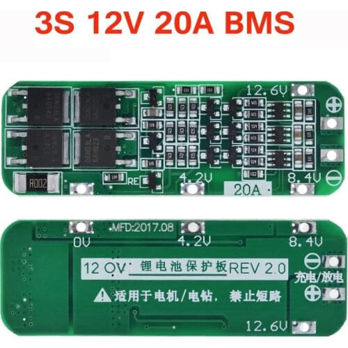 3S 20A Li-ion Lithium Battery 18650 Charger Protection Board PCB BMS 12.6V Cell Charging Protecting Module