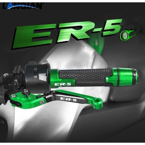Motorcycle Aluminum Brake Clutch Levers Handlebar hand Grips ends For Kawasaki ER-5 ER5 ER 5 2004 2005 Accessories