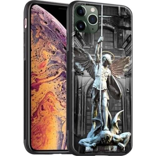 Archangel Michael conquering the Devil statue silicone soft Phone case cover For iPhone SE 6s 7 8 Plus X XR XS 11 Pro Max