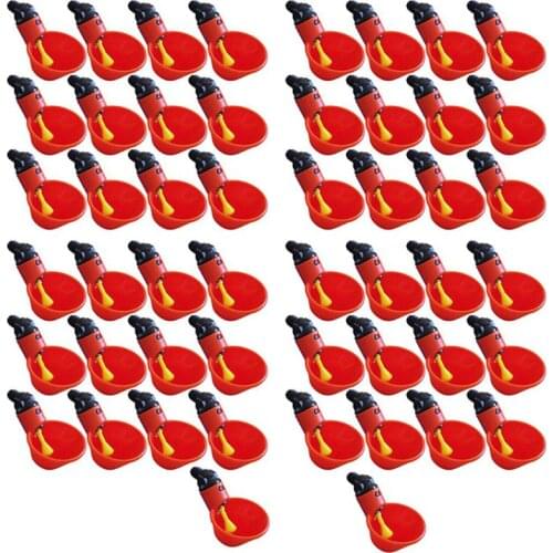 50pcs Automatic Chicken Waterer Cups,Plastic Backyards Chicken Water Feeder,Poultry Water Drinking Cups Bowls,Float Style GXMA