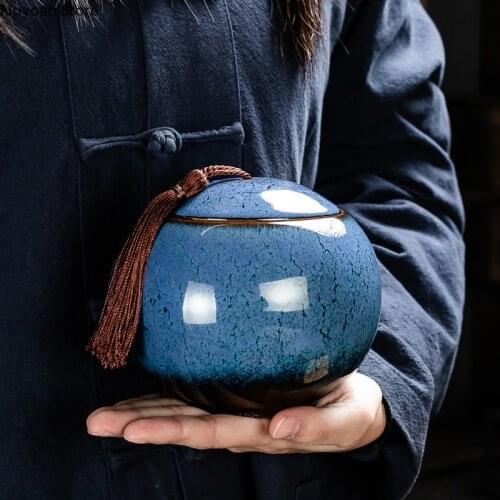 Tea Cans Ceramic Tea Cans Household Small Sealed Storage Cans Tea Set Cans Round Storage Cans Living Room Tea Table Decorations