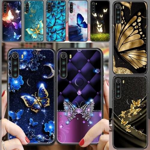 Pretty Beautiful butterfly Insect Phone case For Xiaomi Redmi Note 7 7A 8 8T 9 9A 9S K30 Pro Ultra black art bumper silicone