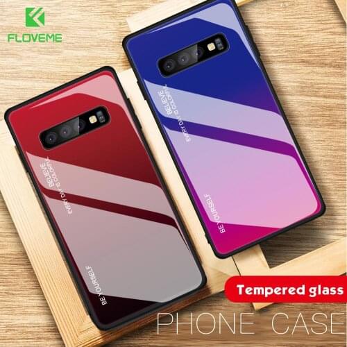 Floveme Gradient Tempered Glass Case For Samsung A50 A40 S10 5G Note 8 9 10 10 Plus S8 S9 S10 S10e S10 Plus Phone Case Cover