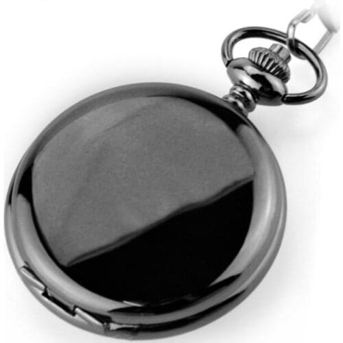 Hot Sell Black Polished Mechanical Pendant Pocket Watch Retro Skeleton Roman Dial Steampunk Open Face Gift Pocket Watch