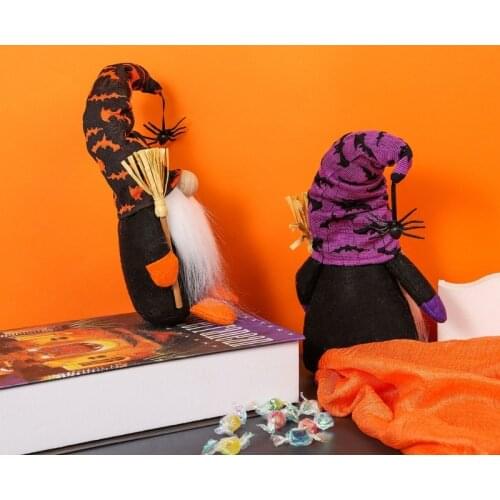 Halloween Gnome Wizard Spider Swedish Tomte Nisse Plush Handmade Farmhouse Kitchen Tiered Tray Decoration