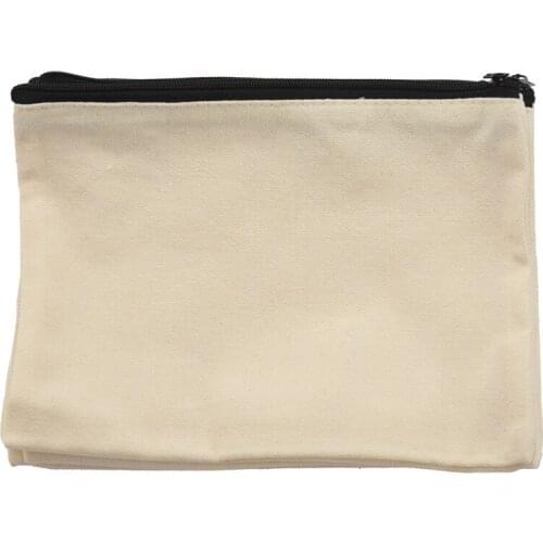 12 Pack Canvas Zipper Bags, Blank DIY Craft Pouches For Travel Cosmetic Makeup Bags, Pencil Case, Party Gift Bags, Coin Cash Pur