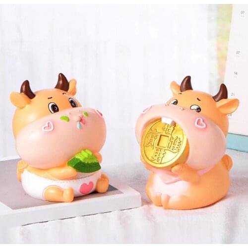 Calf Cartoon Bank Money Box Coin Storage Container Gift Ornaments Decoration