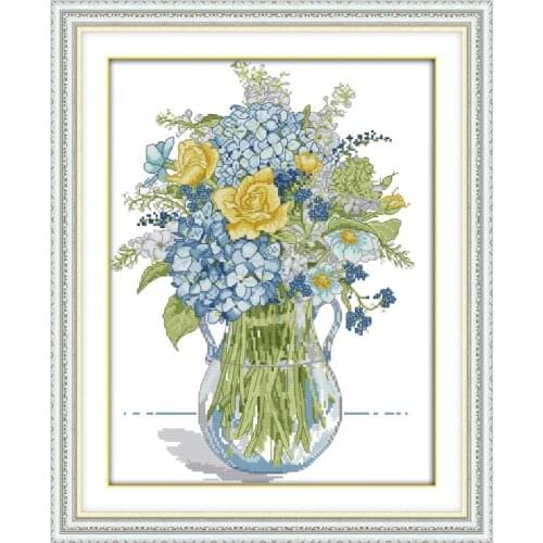 Joy Sunday Cross Stitch Flowers Needlework Embroidery Kit DMC 11&14CT DIY Handmade Painting Cross Stitch Set for Embroidery Kits