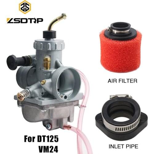 ZSDTRP VM24 Carb DT125 Carburetor 28mm With Sponge Air Filter Inlet Pipe Carburetor Interface For YAMAHA DT125 MIKUNI VM24