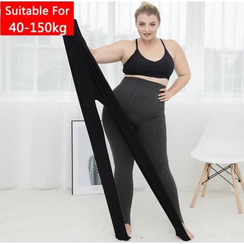 Leggings For Women Warm And Velvet Autumn And Winter Large Size Solid Color Trousers High Waist Large Size Female Leggings