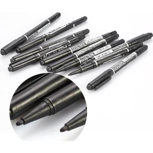 10Pcs Black Dual-Tip Tattoo Skin Marker Pen Piercing Body Positioning Marking Tools Tattoo Permanent Makeup Accessories Supplies