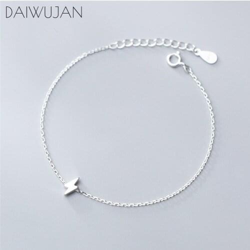 DAIWUJAN Minimalist Lightning Real 925 Sterling Silver Single Chain Bracelets For Women 2020 Wedding Fine Jewelry Accessories