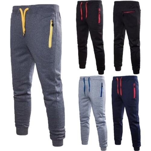 Men Casual Pants Long Trousers Solid Pockets Sweatpants Workout Joggers Fitness Sport Joggers Plus Size M-3XL