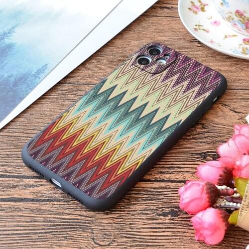 For iPhone Zig Zag Striped Pattern Print Soft Matt Apple iPhone Case