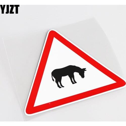 YJZT 14.5CM*12.5CM Attention Warning Mark Animal Donkey Decal PVC Car Sticker 13-0774