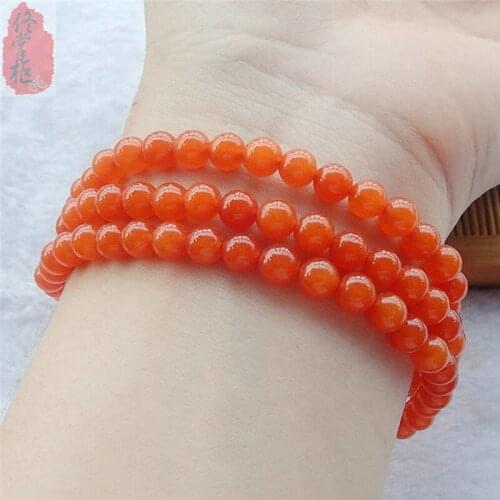 Natural south red agate bracelet genuine 6mm bead multi layer round bead bracelet cherry red 108 female lucky chains