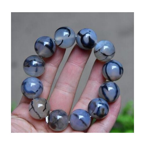 Natural snake -grain agatebeads 18mm elastic bracelet chakra stone energy bracelet
