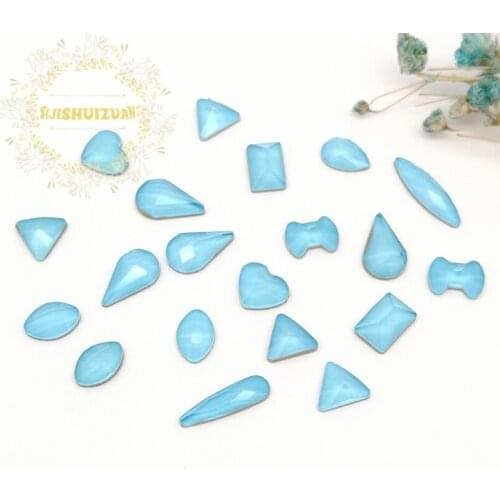 New arrival! Mixing Mocha sea blue shape and sizes Glass Crystal Flatback rhinestones DIY Clothing accessories and nails