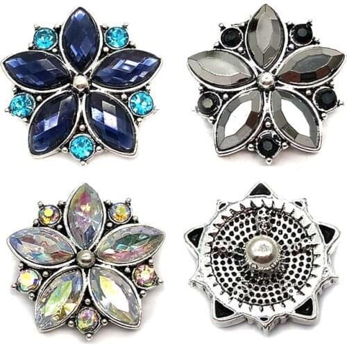Wholesale w355 flower 3D 18mm 20mm metal snap button for Bracelet Necklace Interchangeable Jewelry Women accessorie findings