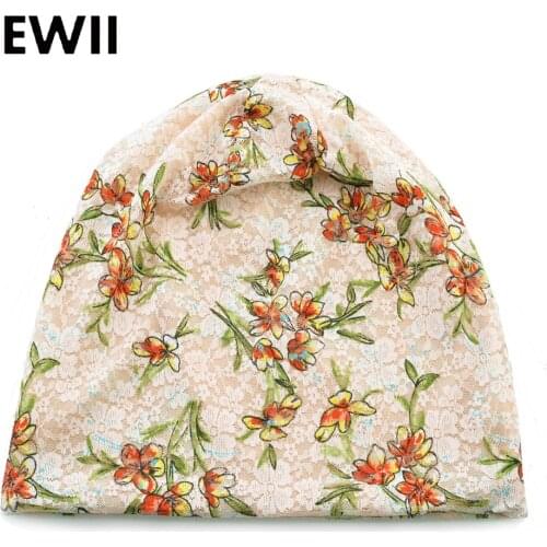 Autumn Beanie Cap Women Skullies Beanies For Women Floral Vintage hat Girl Thin Hip Hop Hat Summer Mesh Hats bone masculino